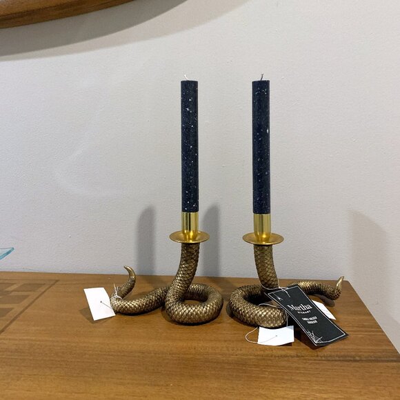 SOLD Martha Stewart Gold Tone Snake Serpent Candle Holder Gothic Halloween - Picture 3 of 4